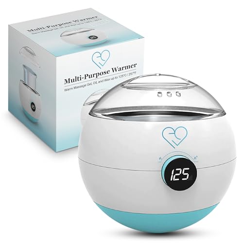Multi-Purpose Oil & Massage Gel Warmer, Electric Wax Melter, Includes Aluminum Warming Pot (16.9 fl oz), Knob Dial to Adjust Temperature (95F to 257F), with LCD Screen