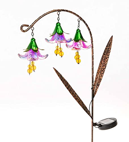 Wind & Weather Solar-Powered Hanging Flower Garden Stakes 11-Inch Long...