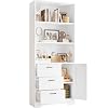 IRONCK Bookshelf with Drawers, 71 in Tall Bookcase with Doors and 3-Tier Shelves, for Bedroom Living Room Entrance Hallway Home Office