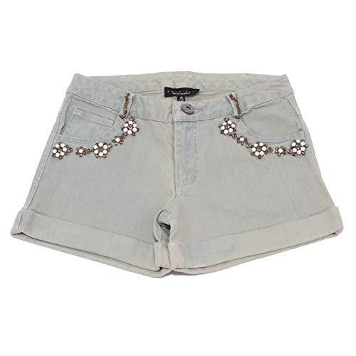 Bermuda TWIN-SET fille en denim délavé souple et résistant pour les jeux d'été