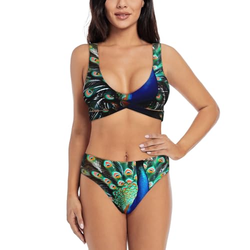 Maillot de bain deux pièces paon idéal pour vos vacances à la plage