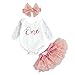 Yassiglia Vestito da Principessa per Bambina Completi per Neonate Pagliaccetto in Pizzo Floreale a Maniche Lunghe Carino Gonna Tutu Set Fascia per Capelli (Rosa, 9-12 Mesi)