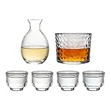 Botella de sake resistente al calor, kit de servir sake japonés con olla de vino de vidrio y tazas de 53 ml para en casa, restaurante, camping, comedor, juego completo de licor para whisky