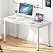 DlandHome 47 inches Medium Computer Desk, Home Composite Wood Board Desk, Decent and Steady Home Office School Desk/Workstation/Table, BS1-120WW White and White Legs, 1 Pack