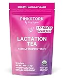 Pink Stork Organic Lactation Tea – Fenugreek, Fennel, Milk Thistle + More – Support for Breastfeeding, Pumping, Hydration, Milk Flow – Smooth Vanilla – 15 Sachets, Caffeine-Free