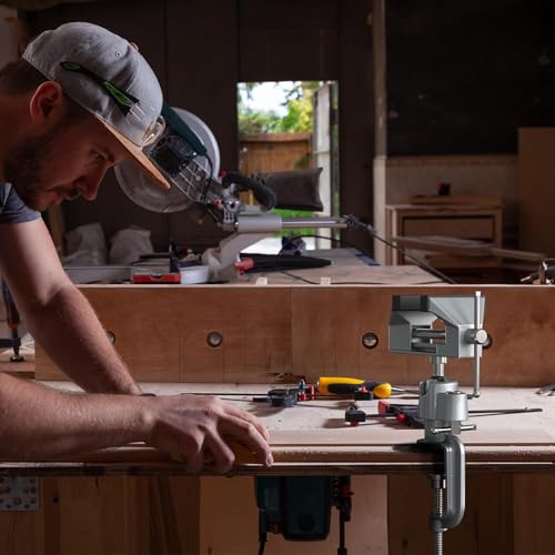 Table Vise,2 in 1 Universal Rotate 360° Work Clamp-On Vise,Table Vice with Electric Drill/Grinder Holder for Woodworking, Drilling, Sawing, Jewelry Making,Metal Working and DIY (3'') - Image 4