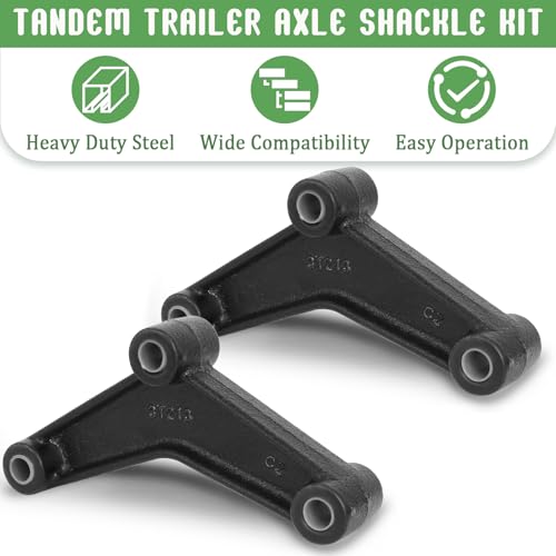 Image of Trailer Shackle Kit 7-3 /4 inch 256L with Equalizer for Tandem Axle, Fits 3,500-5,200 lbs Axles, Heavy Duty Leaf Spring Suspension Kit with Bolts, Bushings & Lock Nuts for Utility Boat RV Trailer