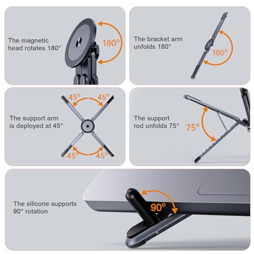 Image of Portable Travel Tablet /Phone /Laptop Stand, Adjustable Laptop Riser for Desk, Foldable Magnetic Phone Holder, Compatible with iPad, MacBook, iPhone (4.7-15.6'')