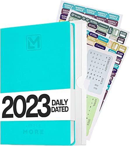 Little More Dated Daily Planner 2023 - One Page Per Day Planner to Help Stay Organized - Agenda 2023 Daily Planner for Men & Women - Includes Calendar & Organizing Stickers - 5.5x8.5" - Gray