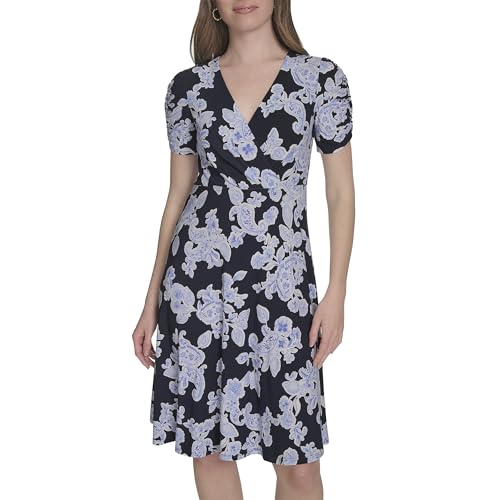 Image of Tommy Hilfiger Floral Ruche Empire Waist Fit-and-Flare