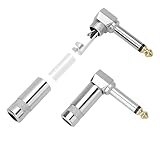 Togconn Right Angle 6.35mm 1/4 Inch TS Mono Plug 2 Pack, 90 Degree 1/4' Solder Type DIY Audio Cable Adapter Connector, Metal Housing for Guitar/Speaker/Microphone Audio Cable Repair Replacement
