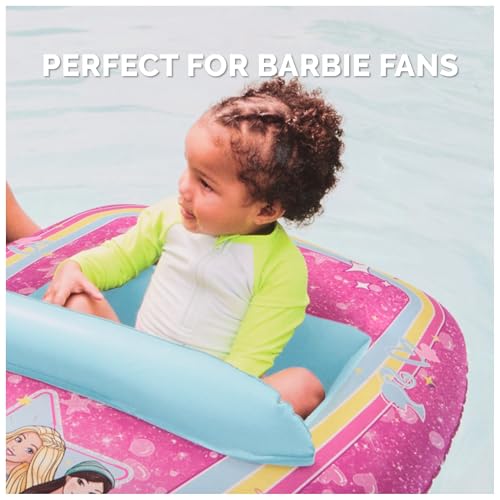 Image of SwimWays Barbie Inflatable Boat Water Vehicle for Ages 3+