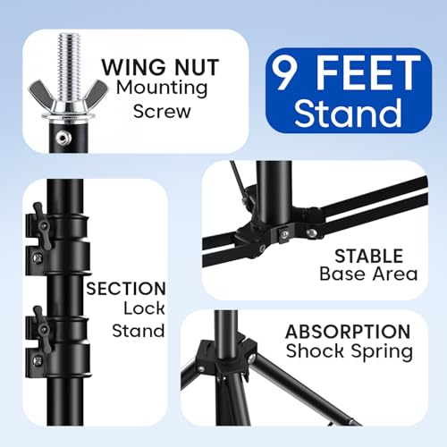 Image of Sounce 9x9 Feet Adjustable Backdrop Stand Kit with Carry Bag | Foldable & Portable Background Stand | for Photography & Videography | Compatible with All Backdrops & Green Screens