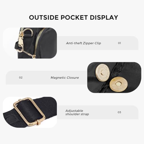 Nylon Crossbody Bag Bum Bag, Anti-theft Crossbody Purse with Adjustable Strap, Waterproof Multi-pocket Small Crossbody Bag for Men Women4