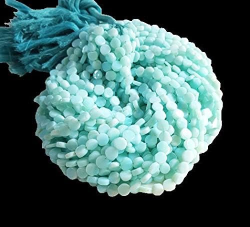 Rare Gemstone Peruvian Opal Gemstone Fancy Coin Beads 12 Inch Strand Size 6 - 7 MM Gemstone Making Jewelry | Blue Opal Beads | Plain Coin Beads - Image 4