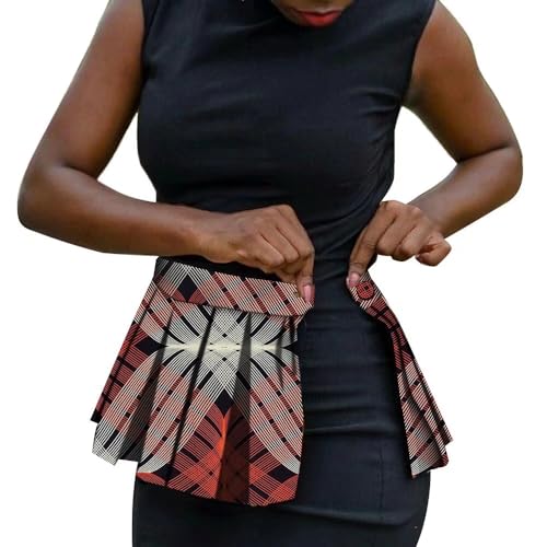 African Fabric Print Belt for Women Party Festival Dance Pleated Skirt Belts