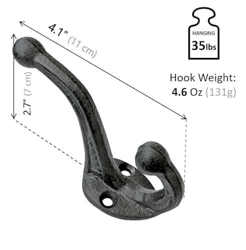 Ambipolar AMB_VAR_5HOOKS_VINTAGE 5-Pack Rustic Wall Hooks Heavy Duty. Cast Iron Vintage Inspired Antique Black Hooks thumb #1