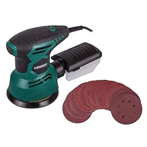 VONROC Excentrische schuurmachine, 300 W, diameter 125 mm, inclusief stofopvangbak en 12-delige schuurpapierset
