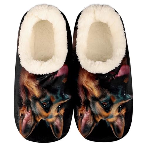 House Slippers for Women Men, Animal Fuzzy Soft Cozy Non Slip Slipper Socks for Indoor Outdoor