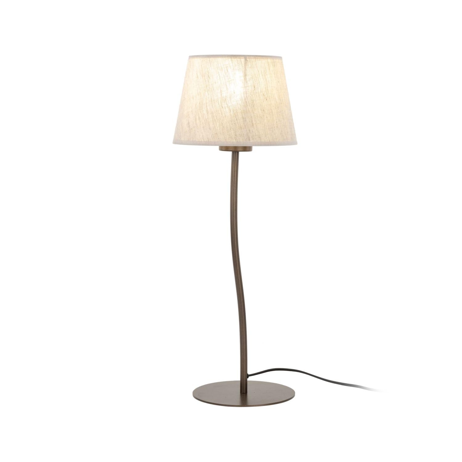 Lámpara habitación infantil sobremesa metal tela 37 cm altura pequeña E27 pantalla lino marrón naturaleza lámpara de sobremesa habitación infantil mesita de noche
