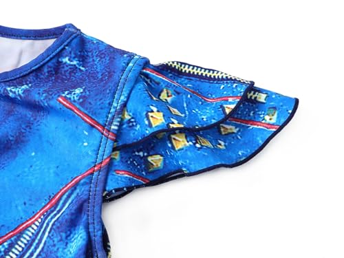 Image of WonderBabe Toddler Girls Princess Swimwear One Piece Swimsuits Bathing Suit Beach Holiday Summer Gift for Kids Size 6-7t Blue