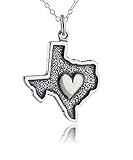 Sterling Silver Heart of Texas Charm Pendant Necklace, 18' Chain