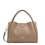 sac a main taupe pas cher  LANCASTER  Ida Double - Sac à Main Cuir de Vachette Grainé Taupe - In - Or