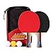 VGEBY Kit de Pagaies de Ping-Pong, 2 Raquettes de Ping-Pong en Bois, 7 Pièces avec Sac de Rangement et Balles pour Entraînements