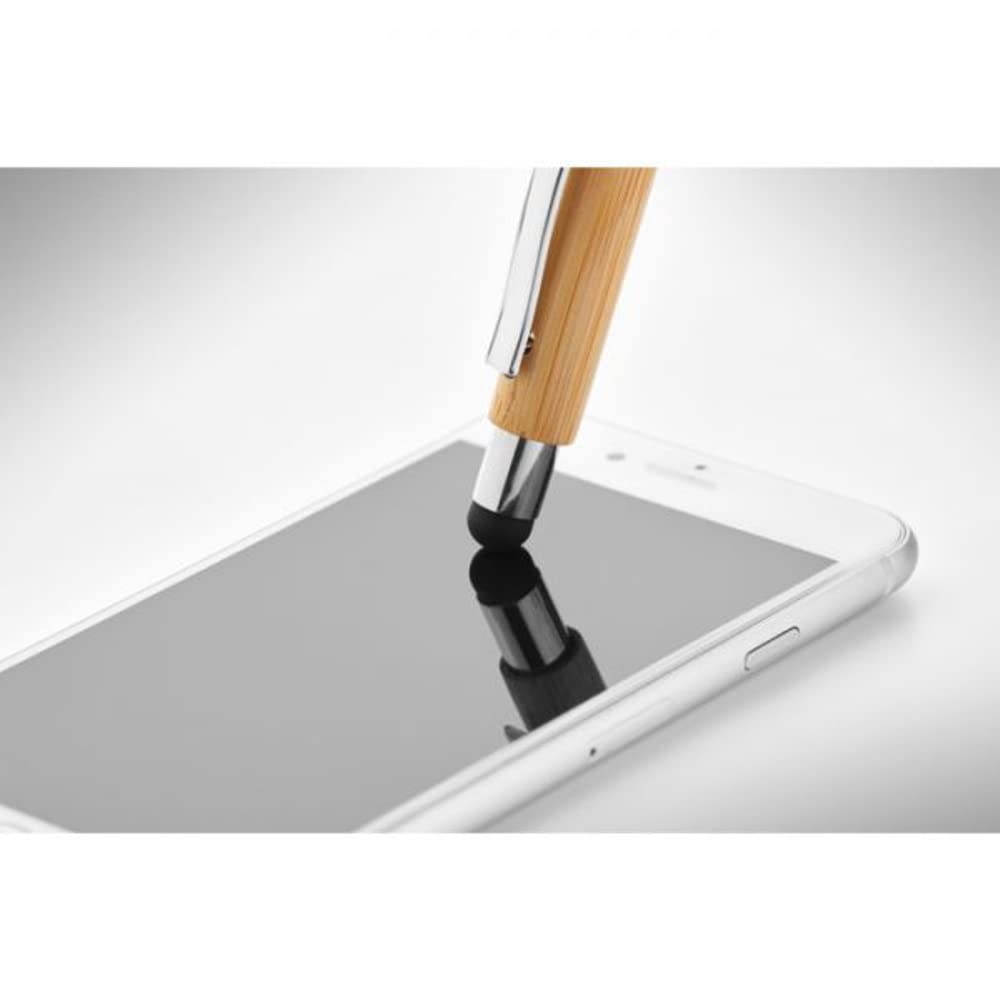 Penna a scatto in bamboo inchiostro nero con touch screen e scatola in legno personalizzati con incisione laser Top Tie