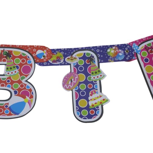 Image of Juzfun Happy Birthday Letter Banner Multicolour Party Props Printed Decorative Wall Hanging Glossy Paper Material