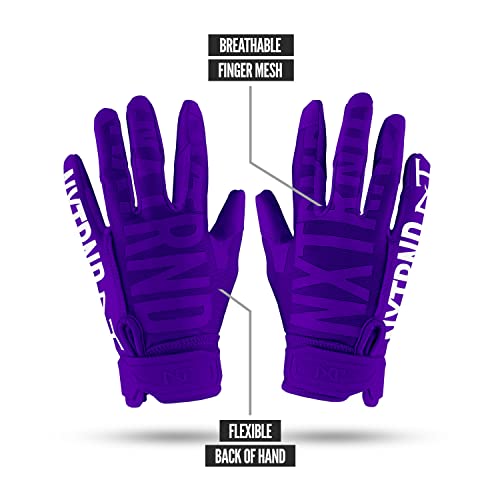Nxtrnd G1 Pro Football Gloves, Men's & Youth Boys Sticky Receiver Gloves (Purple, Youth Small) #TOP3