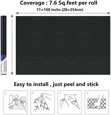 Arthome Wood Contact Paper Peel and Stick Self-Adhesive Wallpaper,Decorative Vinyl Film for Countertop Cabinets Furniture Surface and Wall Coverling,Removable,Black Wood,30W x 254L cm — view 5