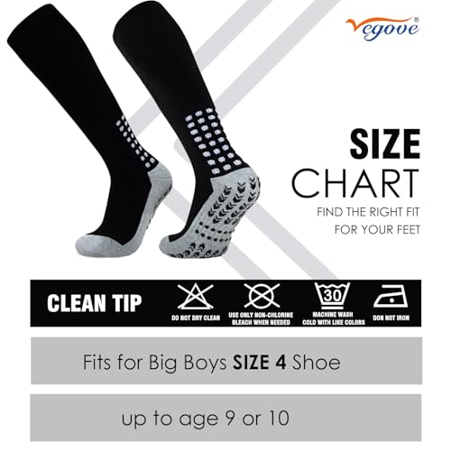 Vegove 6 Pairs Youth Kids Soccer Grip Socks With Cushion, Non Slip Sports Socks For 6-10 Years Old Boy Girls, Knee High Compression Football Sock  thumb #1