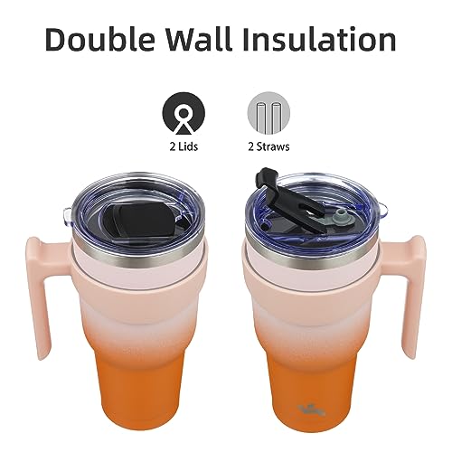 Image of Konokyo 40 oz Tumbler with Handle and Straw, Insulated Travel Mug