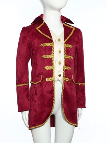 Sxiwei Kids Boys Long Sleeve Gold Trimming Jacket Formal Wear Medieval Victorian Renaissance Gothic Outfits3
