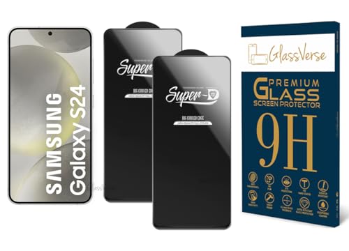 Image of GlassVerse FingerPrint Compatible HD Oleophobic Tempered Glass For Samsung Galaxy S24 (Pack Of 2) with Free Installation Kit Full screen Coverage - 6.2 inch