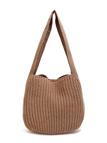 Image of ENBEI Women's Crochet Tote Bag Knit Shoulder bag,Aesthetic Bag,Cute Eco-Friendly Tote for Travel,Daily Use,Gift Box Packaging