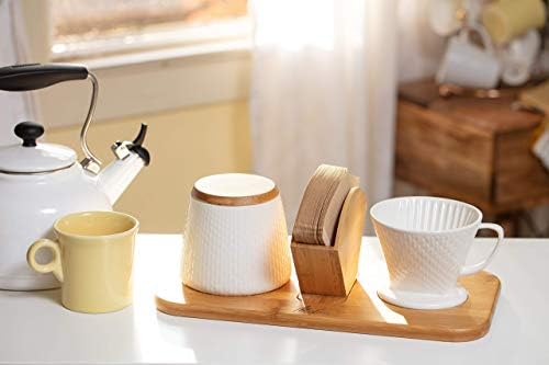 Artisan Porcelain Pour-Over Coffeemaker/Canister Set - White - Thumbnail 5