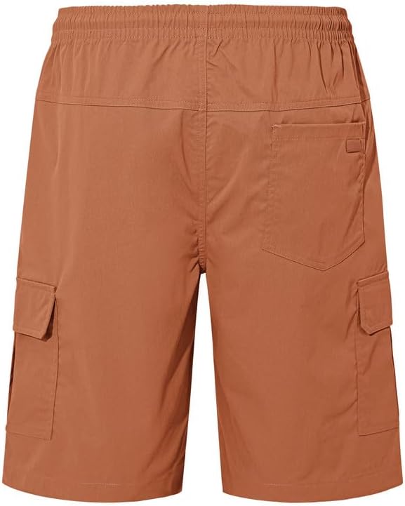 Mens Cargo Shorts Drawstring 9 inch Casual Elastic Waistband Summer with Pockets - Image 4