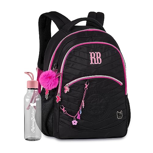 Mochila Feminina Rebecca Bonbon Menina Infantil Com Squeeze e Pompom RB (Preto)