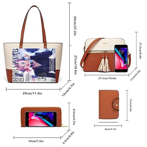 Image of Women's Tote Bag Elegant Multi-Pocket Handbag with Heart Pendant, Spacious & Stylish for Work, Travel & Daily Use
