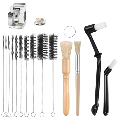 14Pcs Coffee Brush, Cleaning Brushes for Coffee Grinder and Espresso Machine Maintenance, Coffee Accessories Kit for Kitchen Appliances and Electronic Devices, Black and Tan Brown