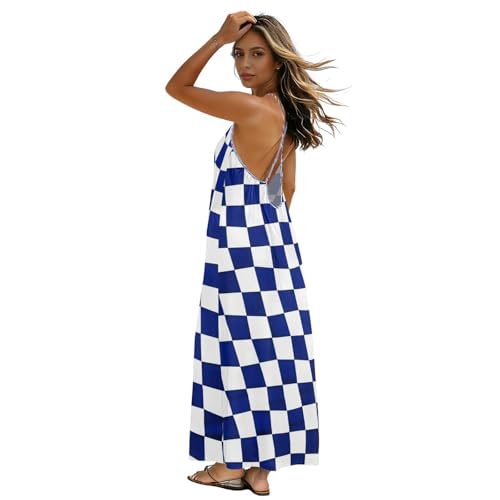 Robe caraco bleu marine à carreaux pour vos journées détente à la maison