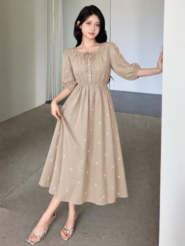Image of SMOWKLY Cotton Blend Women's Casual Dress Mid-Length Maxi Dress for Woman ||Stylish Frocks for Women ||One Piece Dress for Women || Long Midi Dress for Woman || Party & Beach Wear