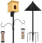 ERYTLLY Kit de montage du pôle Bird House 80 De pouce avec 2 Crochets suspendus - Support de support de bâton de Bluebird réglable pour l'extérieur, le triage et le jardin