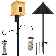 ERYTLLY Bird House Pole 80 Inch Bird Feeder Pole with Squirrel Baffle and 2 Hooks - Heavy Duty Bluebird Feeder Support Rod Stand Set for Outside, Yard, Garden
