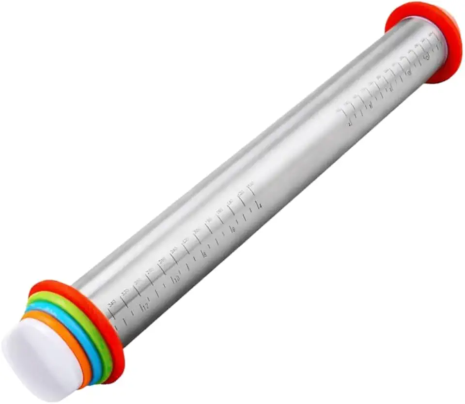 Rolo de Massas Pizza Pão Ajustável C/Medidas Em Inox - 43cm