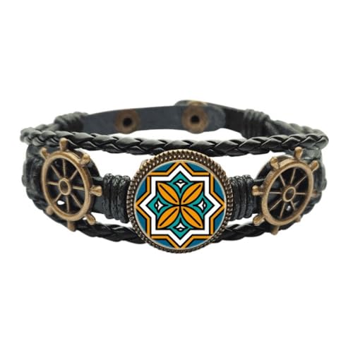 Bracelet en cuir tressé Océan Geometry Maroc Style en métal taille M