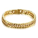 HSWYFCJY pulsera cubana hombre acero inoxidable, 8 mm Dorado joyas hombre 20 cm regalo para novio fils et père