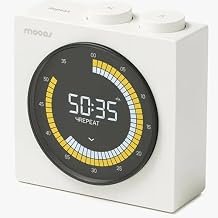 mooas Time Loop Digital Visual Timer, Rechargeable Wireless, LCD Large Display, Portable, Visual Timer, Brightness Adjustment, Count Up/Down, Pomodoro Timer for ADHD, Study, Home Schooling White